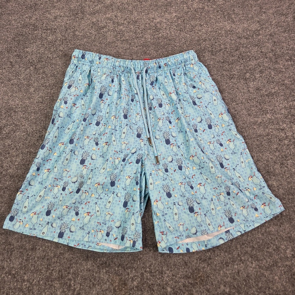 Men's Peter Millar Seaside Collection Cocktail Swim Trunks Blue Large